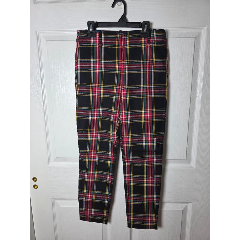 Women's J.CREW Black Red Plaid Winnie Ankle Pants Size 0